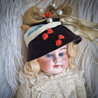 Antique French Doll Hat Bonnet Pins Costume