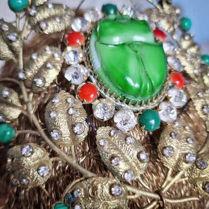1920s Egyptian Revival Headdress Crown + Bracelet + Necklace Set