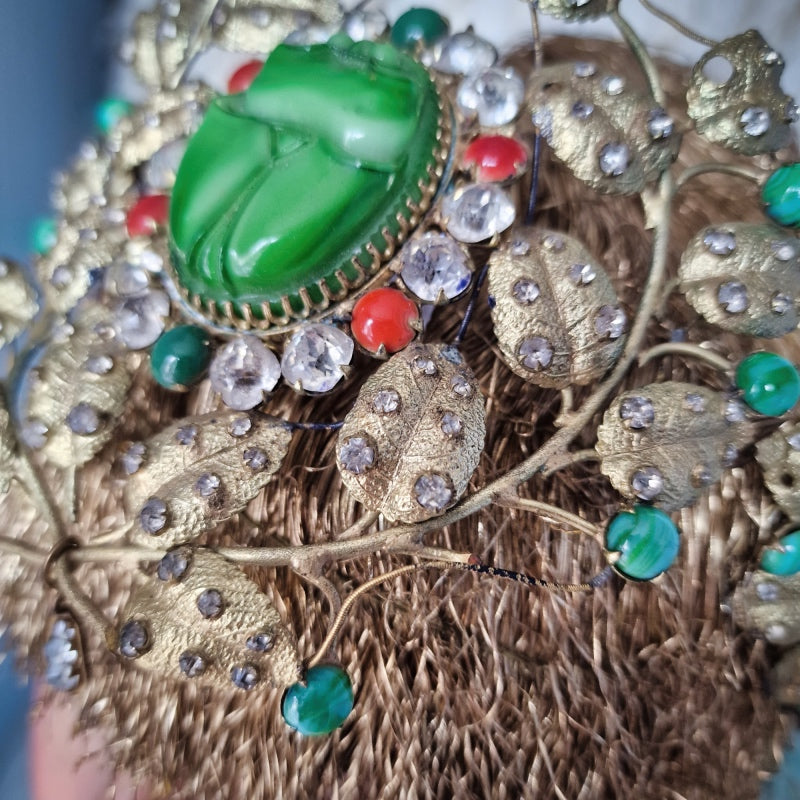 1920s Egyptian Revival Headdress Crown + Bracelet + Necklace Set