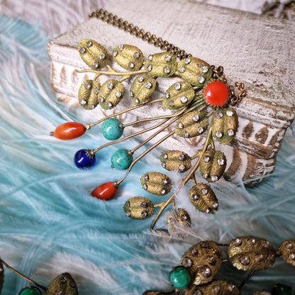 1920s Egyptian Revival Headdress Crown + Bracelet + Necklace Set