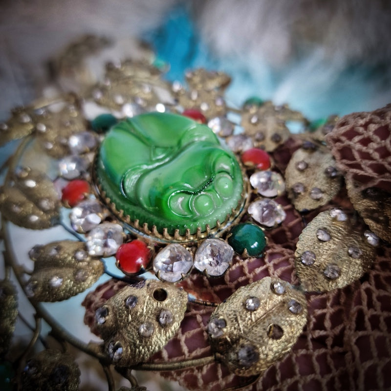 1920s Egyptian Revival Headdress Crown + Bracelet + Necklace Set