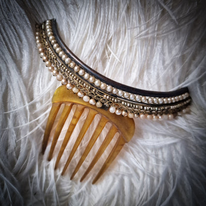 1850s Hair Comb Tiara with real Hair Pieces