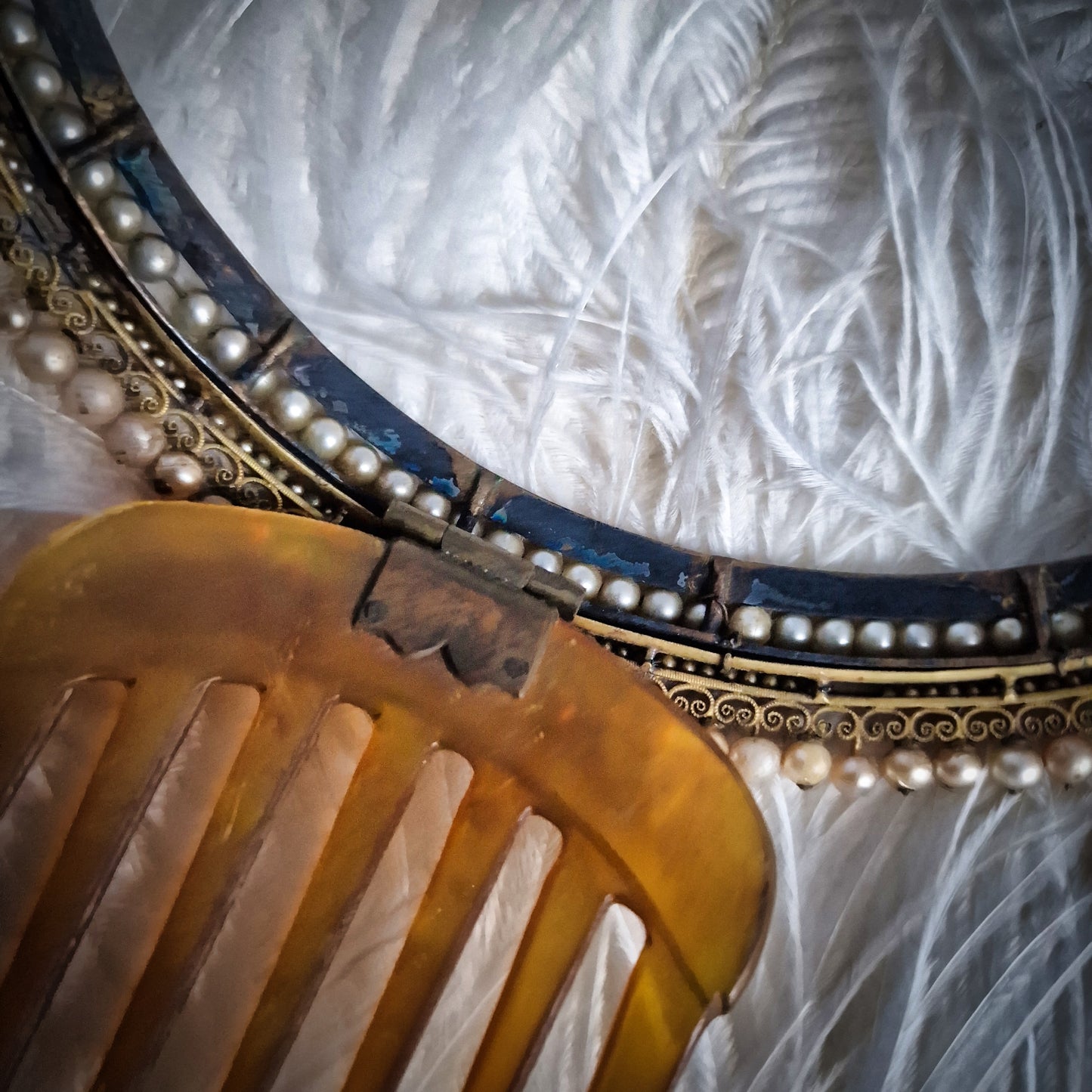 1850s Hair Comb Tiara with real Hair Pieces