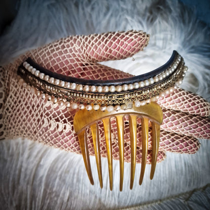 1850s Hair Comb Tiara with real Hair Pieces