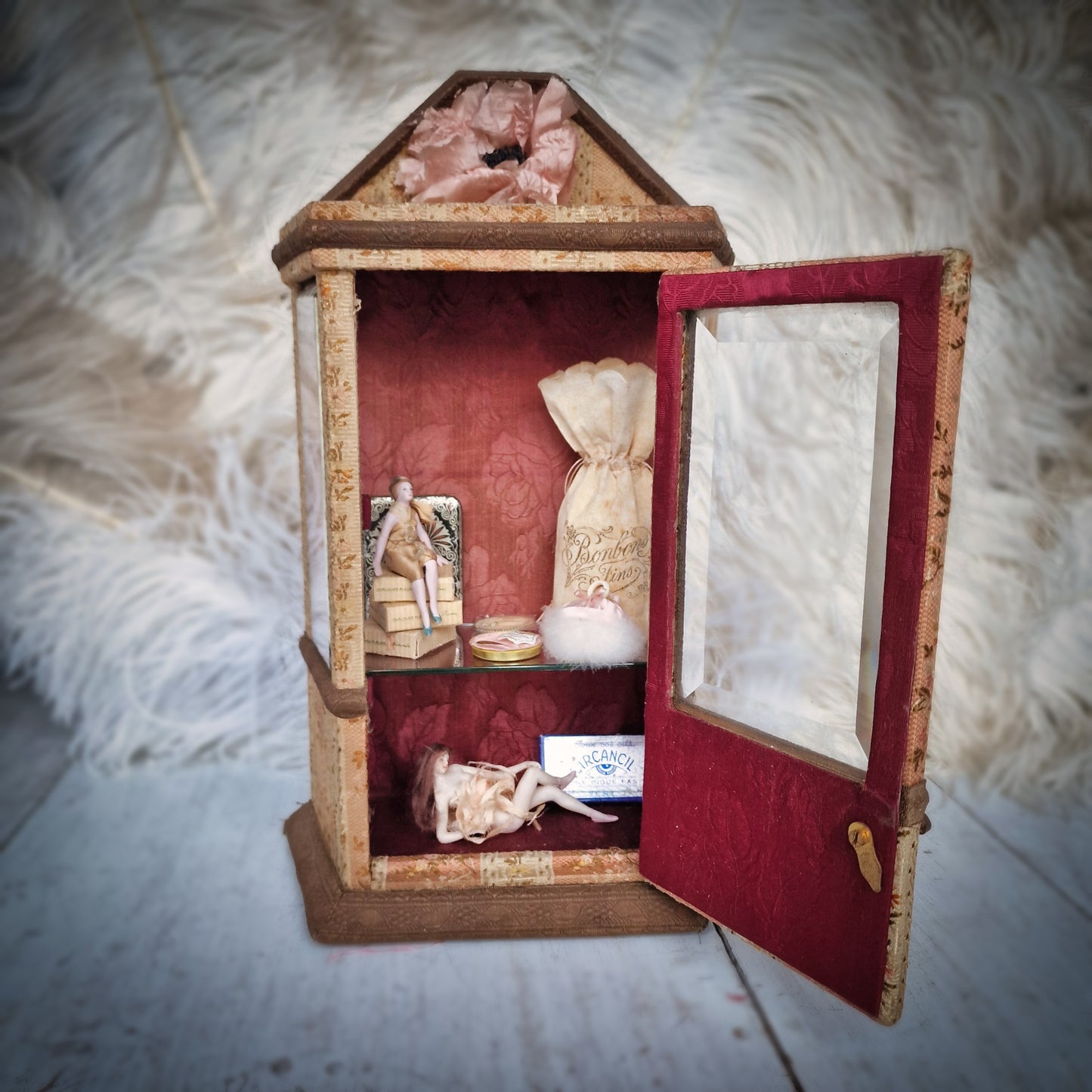 Antique French Miniature Doll Cabinet
