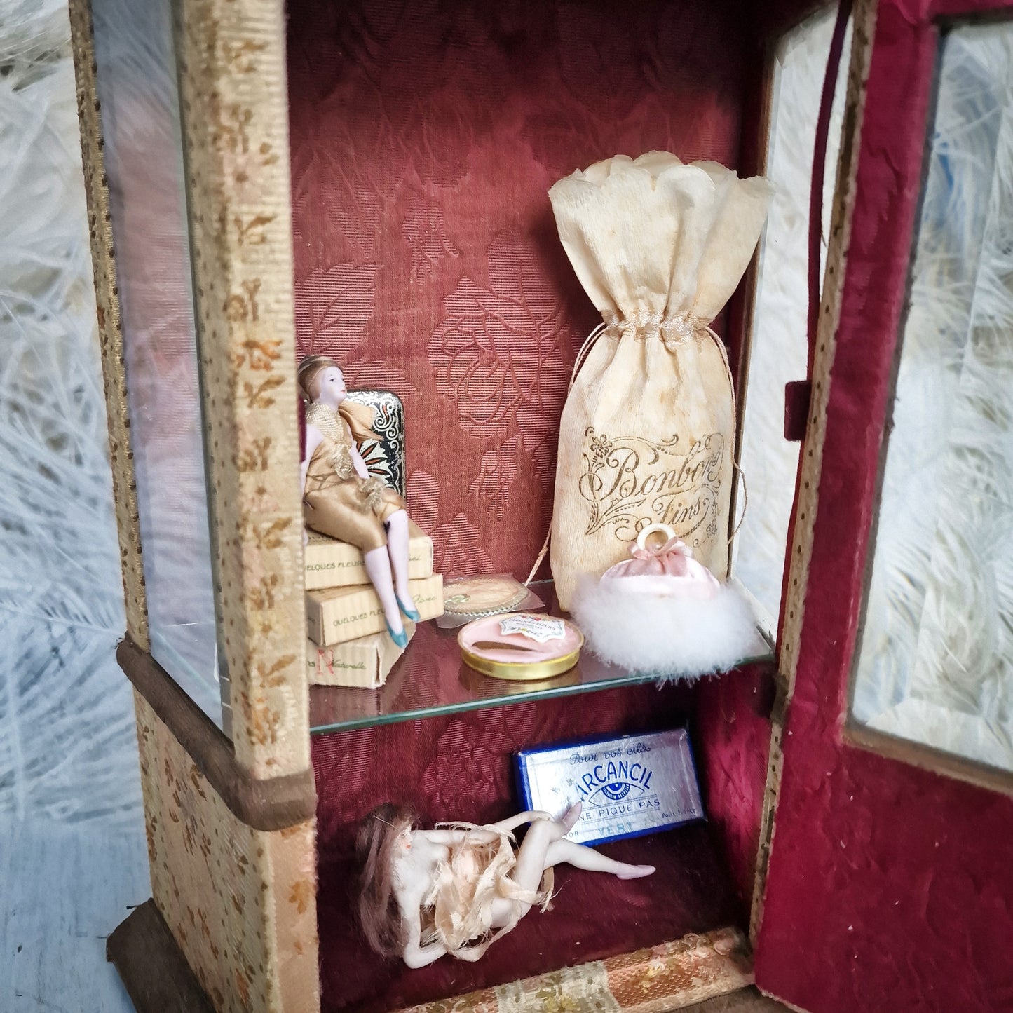 Antique French Miniature Doll Cabinet
