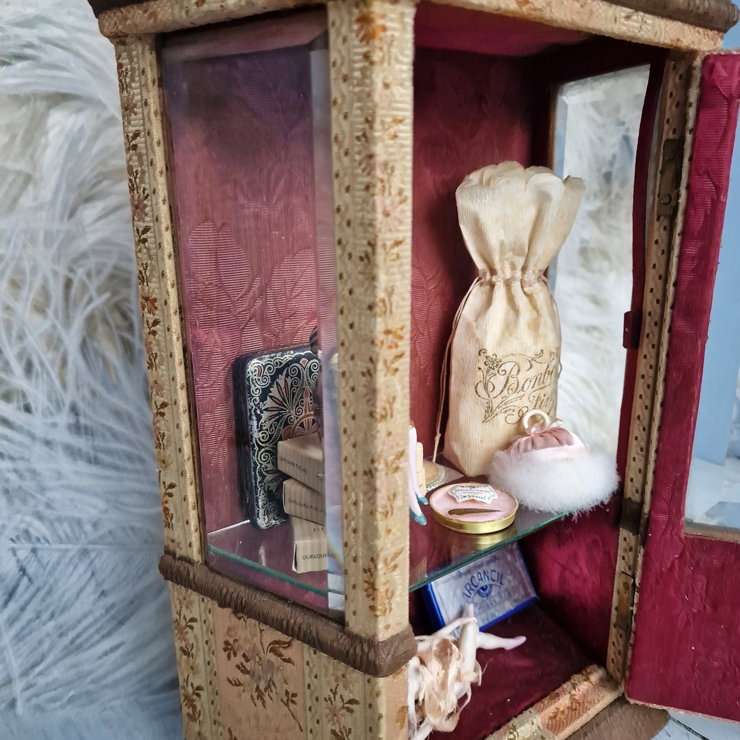 Antique French Miniature Doll Cabinet