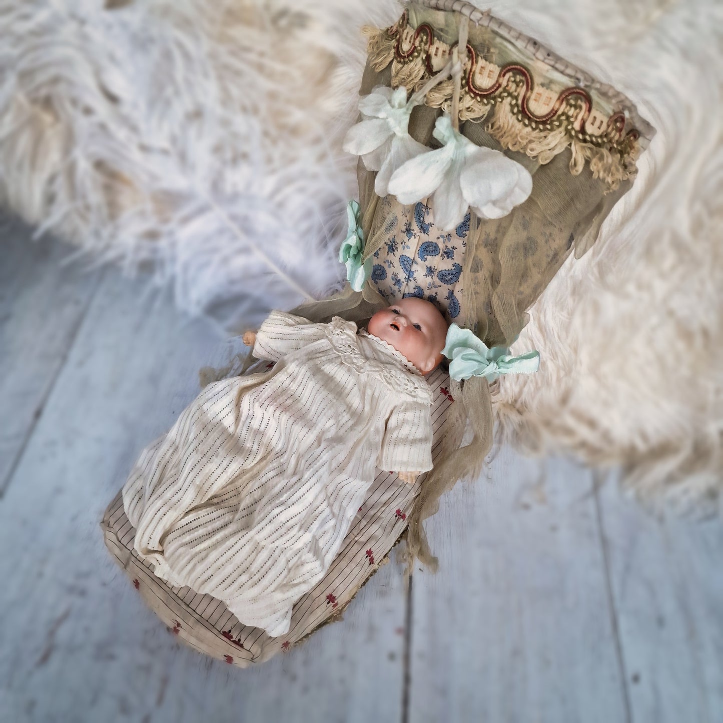 Antique Foldable Doll Bed