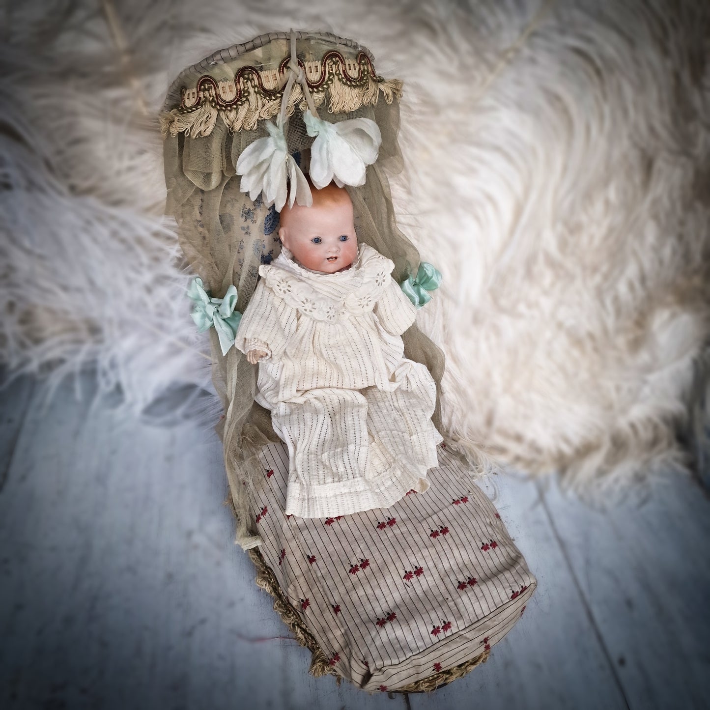 Antique Foldable Doll Bed