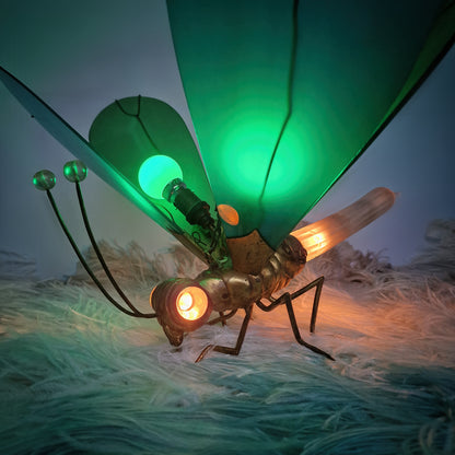 Very Rare 1920s Glass Brass Dragonfly Chandelier Lamp