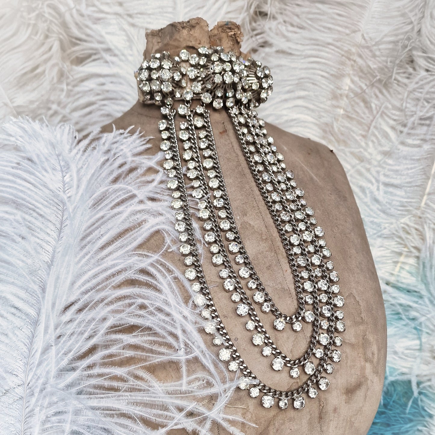 Vintage Burlesque Stage Theater Choker Rhinestones