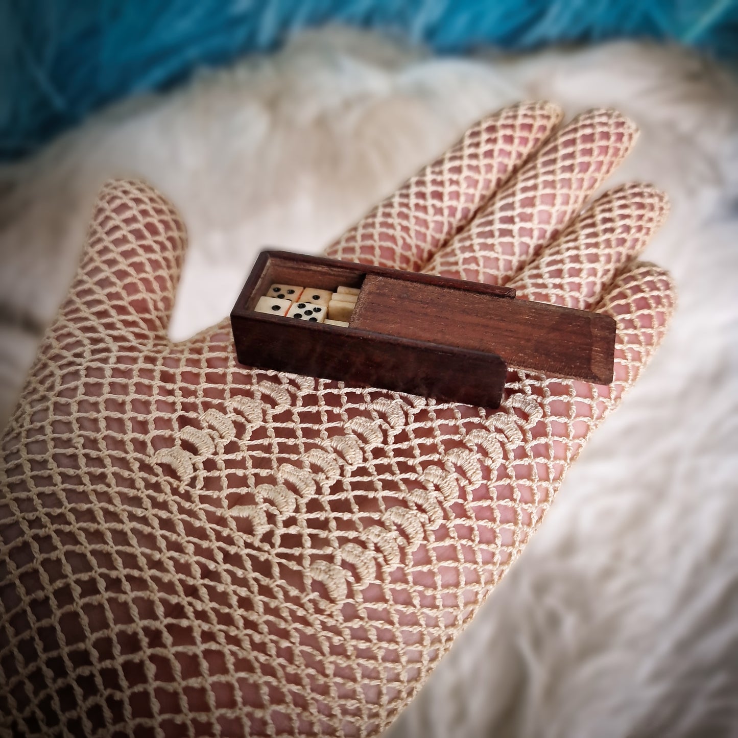 Antique Miniature Bone Domino Set