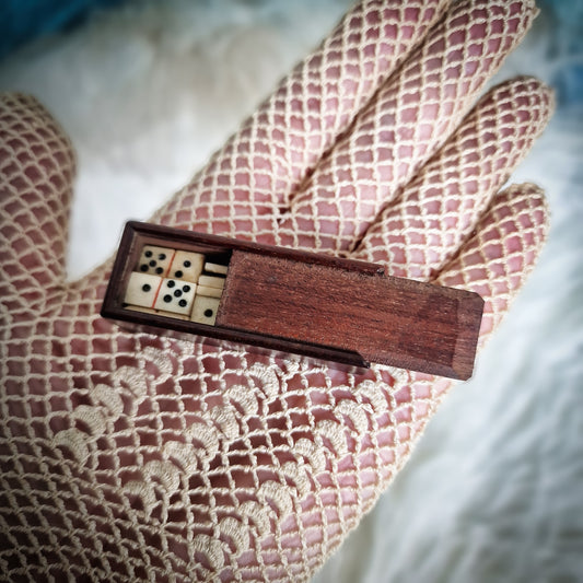 Antique Miniature Bone Domino Set