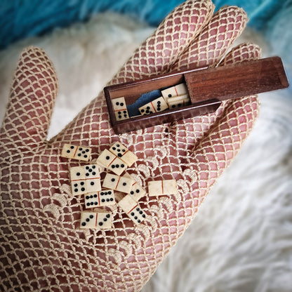 Antique Miniature Bone Domino Set