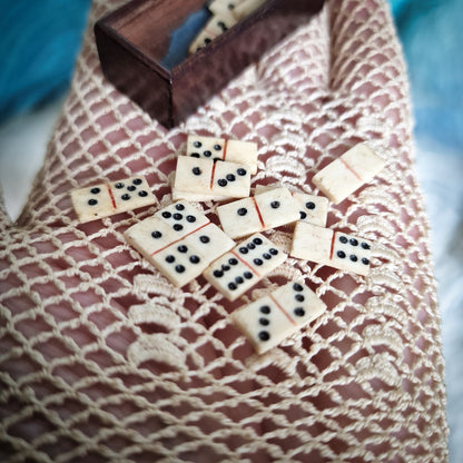 Antique Miniature Bone Domino Set