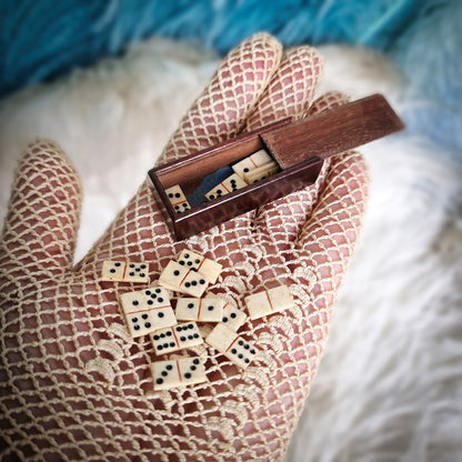 Antique Miniature Bone Domino Set