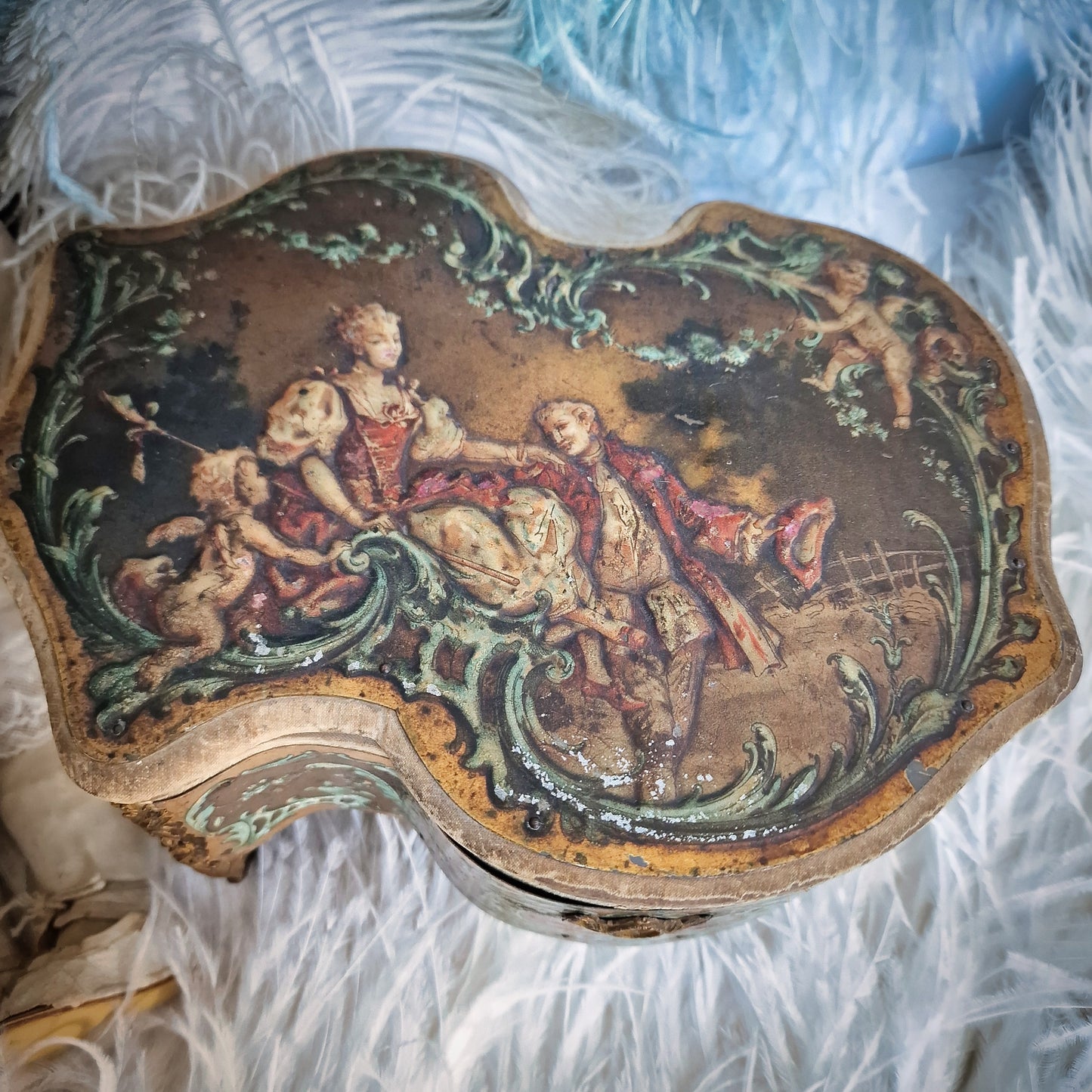 Antique French Vernis Martin Storage Box