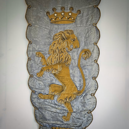Antique French Embroidered Banner Wall Decor