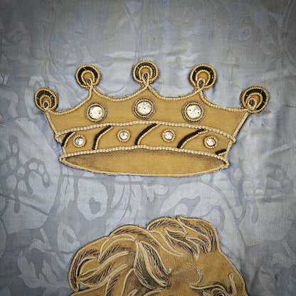 Antique French Embroidered Banner Wall Decor