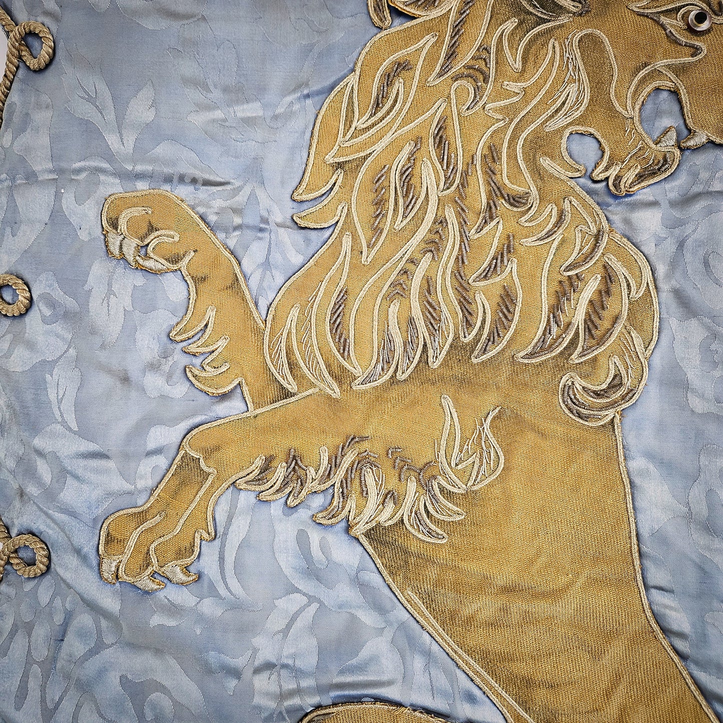 Antique French Embroidered Banner Wall Decor