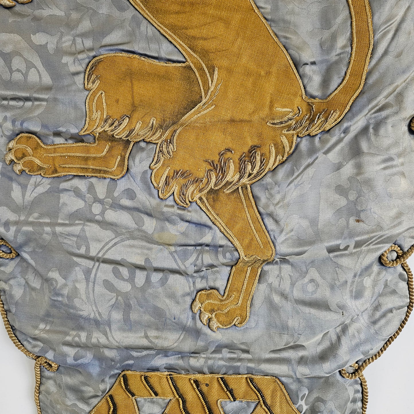 Antique French Embroidered Banner Wall Decor