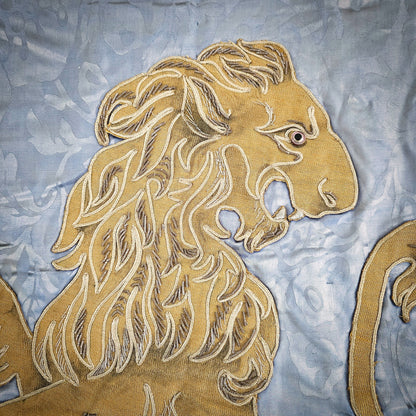 Antique French Embroidered Banner Wall Decor