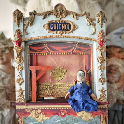 19th. C. Guignol Puppet Theater with wooden stand