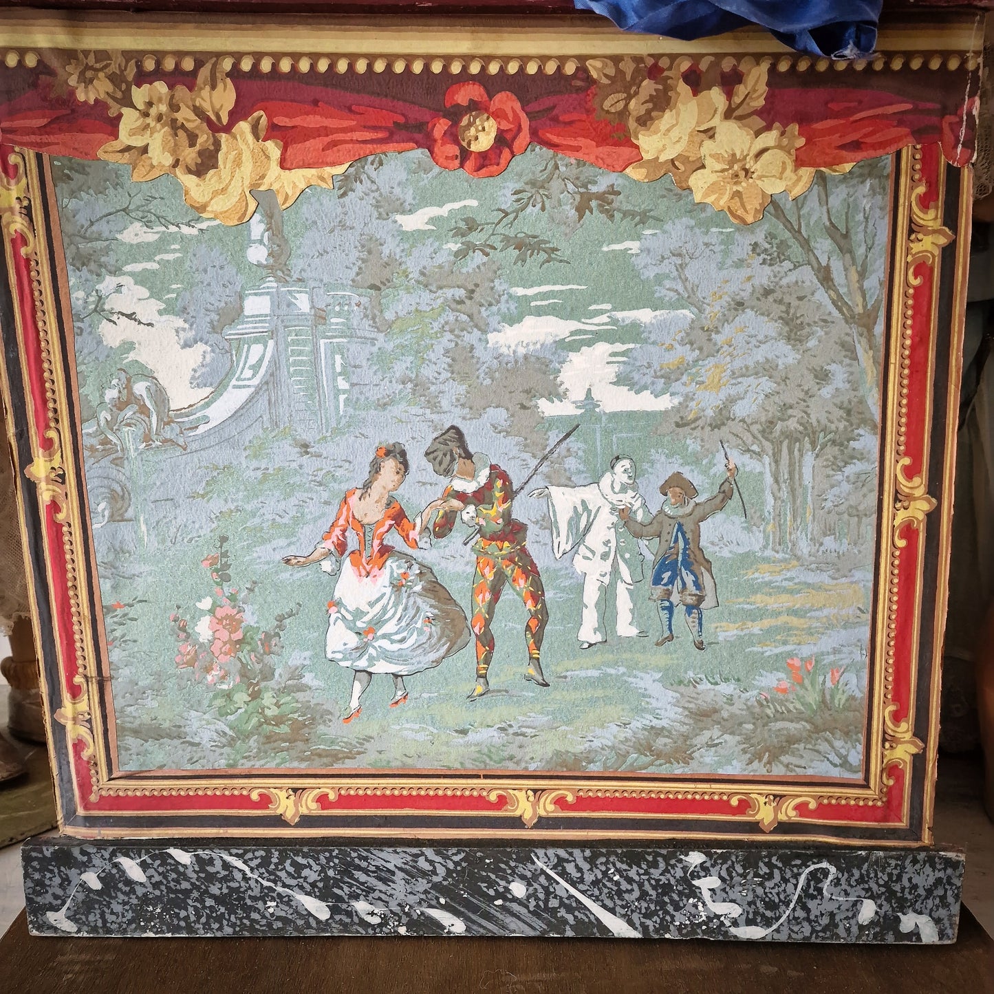 19th. C. Guignol Puppet Theater with wooden stand
