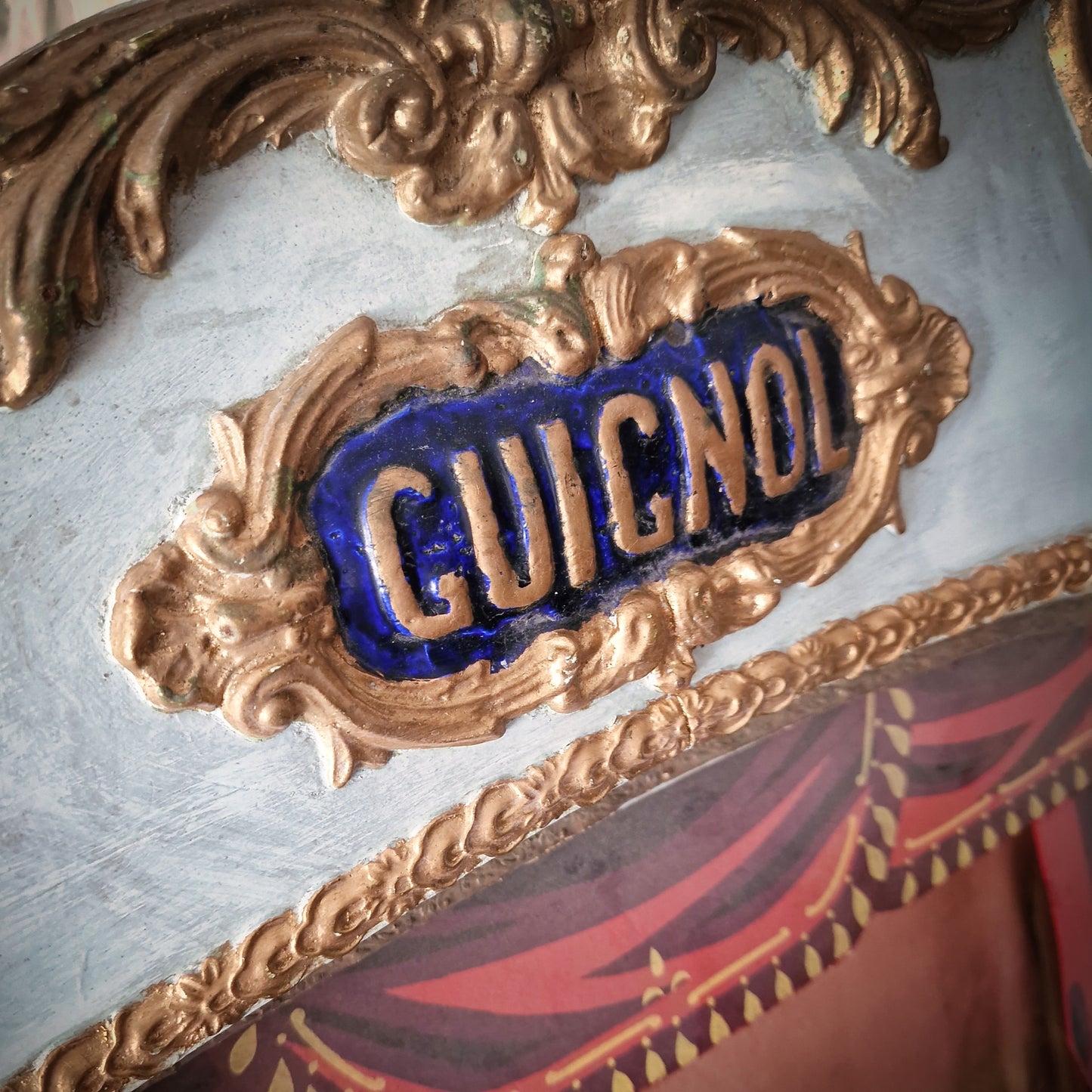19th. C. Guignol Puppet Theater with wooden stand