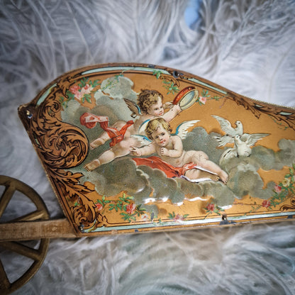 Antique Vernis Martin Wheelbarrow Cart Toy
