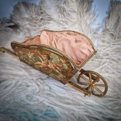 Antique Vernis Martin Wheelbarrow Cart Toy