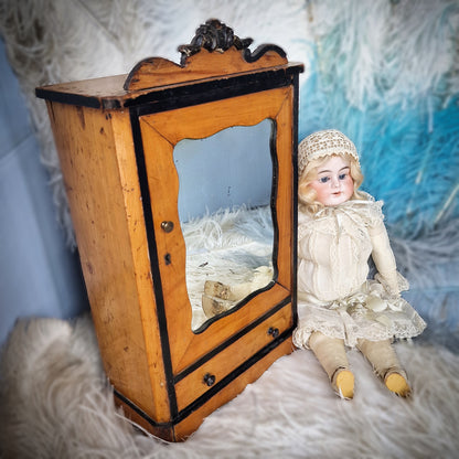 Antique French Mirror Doll Cabinet Furniture