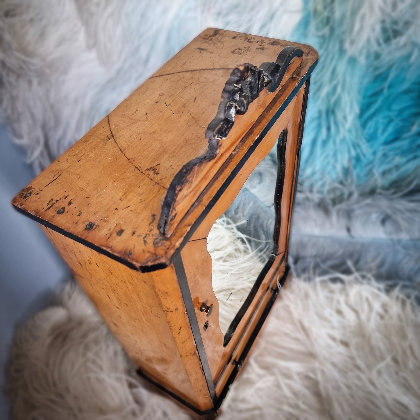Antique French Mirror Doll Cabinet Furniture