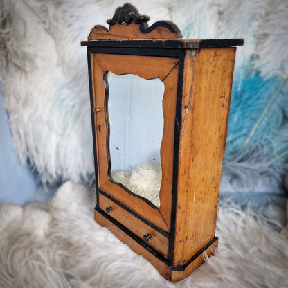 Antique French Mirror Doll Cabinet Furniture