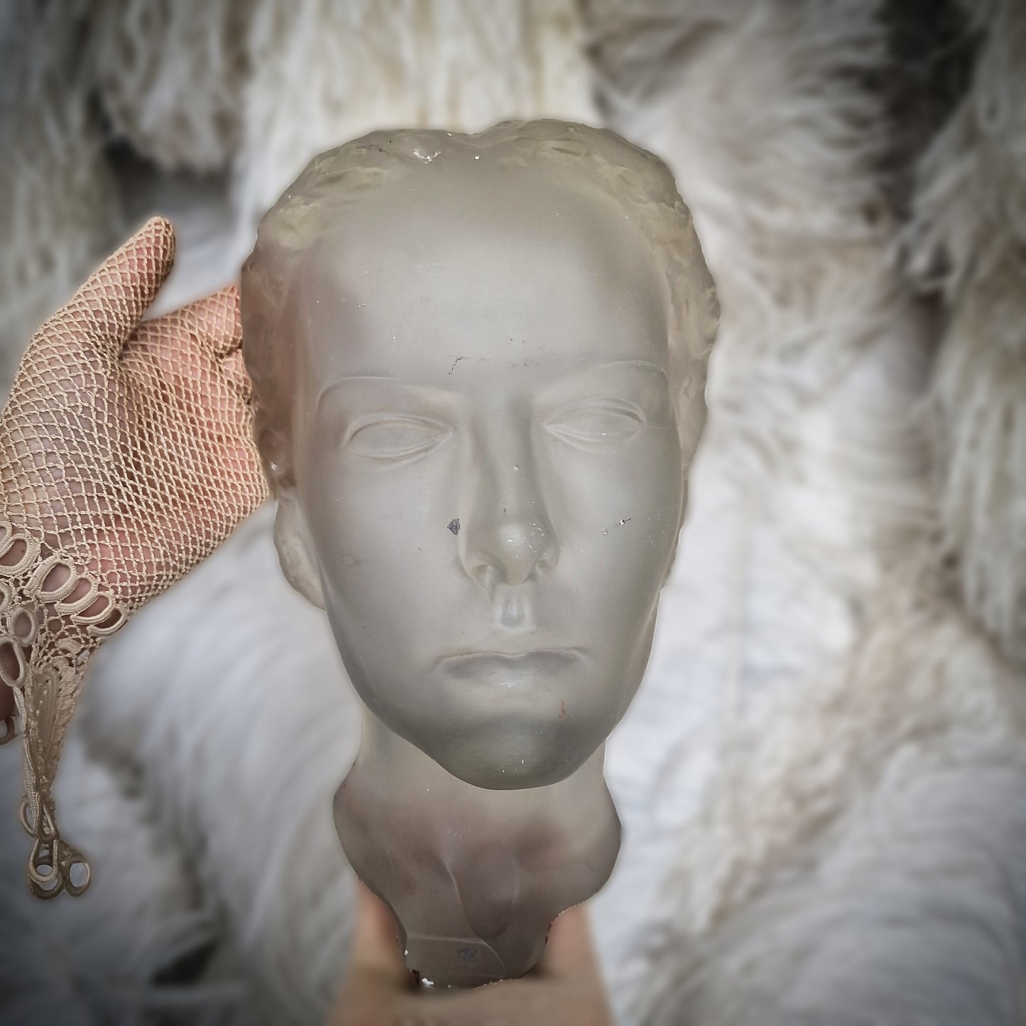 Art Deco Glass XLarge Sculpture Bust 1930' H.Hoffmann