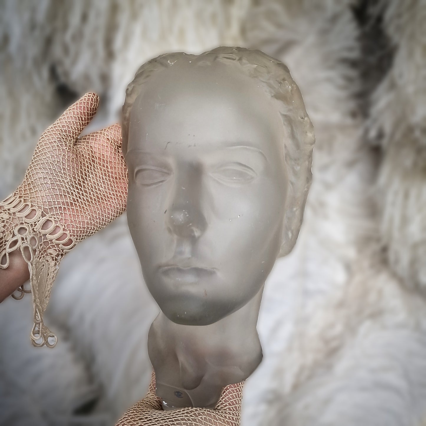 Art Deco Glass XLarge Sculpture Bust 1930' H.Hoffmann
