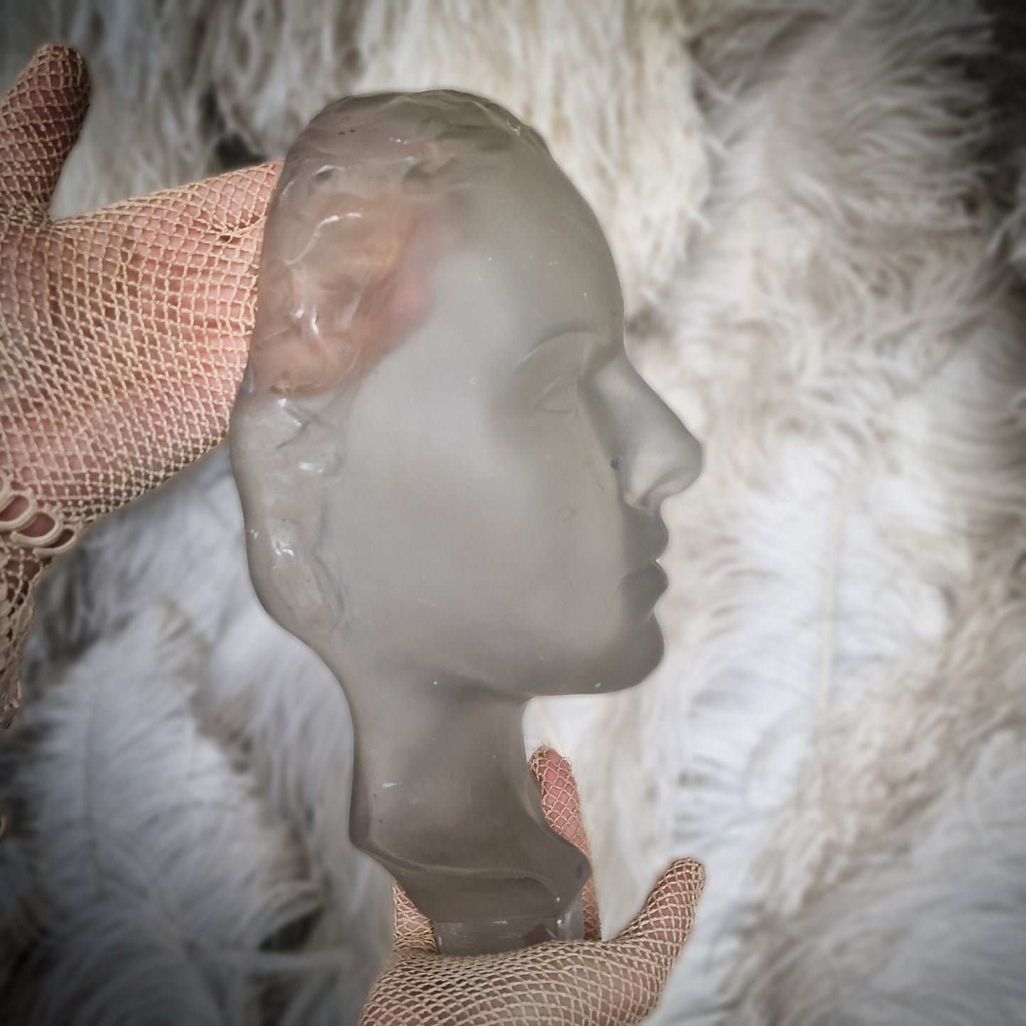 Art Deco Glass XLarge Sculpture Bust 1930' H.Hoffmann