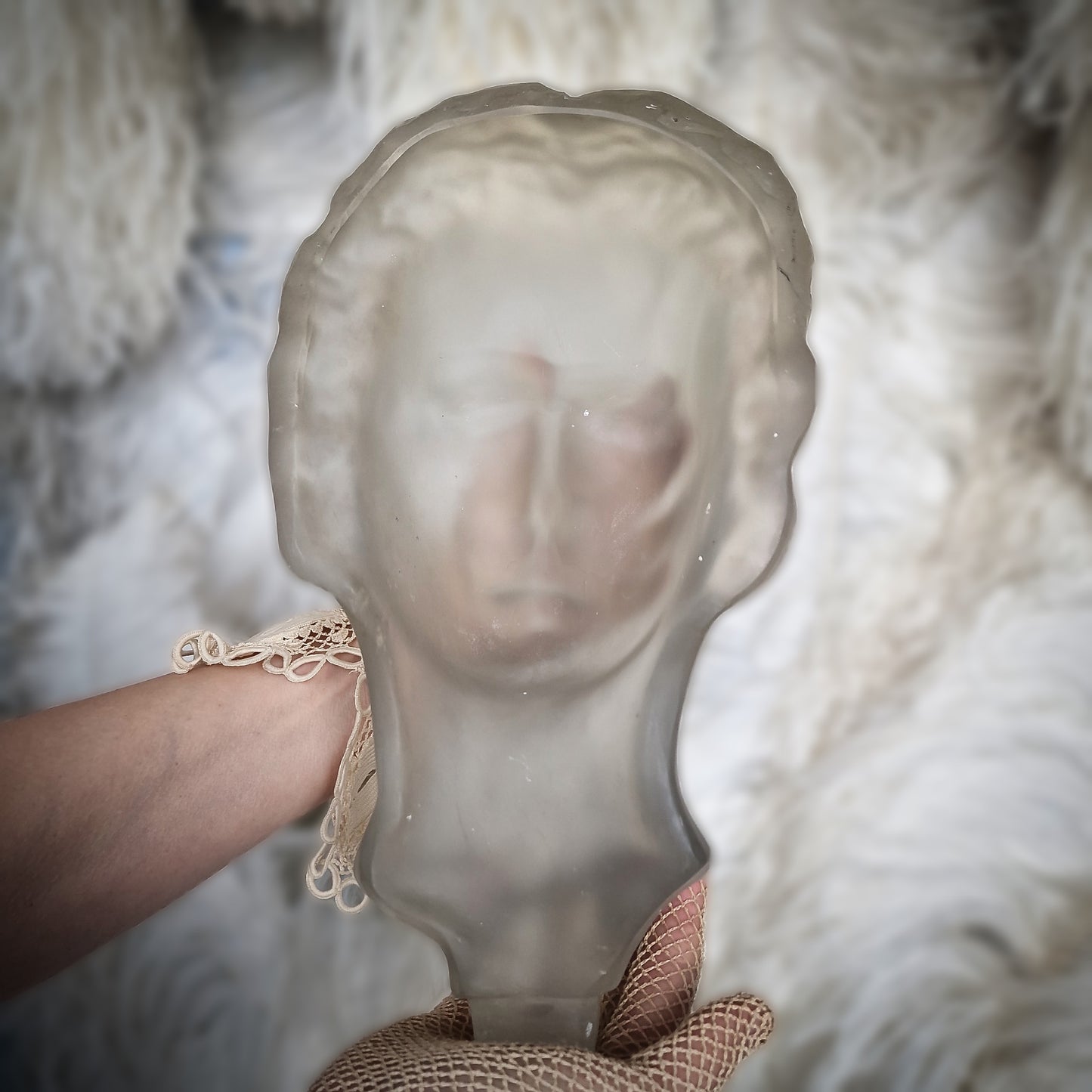 Art Deco Glass XLarge Sculpture Bust 1930' H.Hoffmann