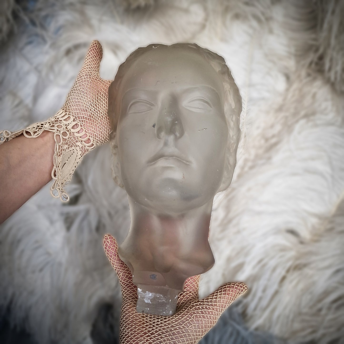 Art Deco Glass XLarge Sculpture Bust 1930' H.Hoffmann