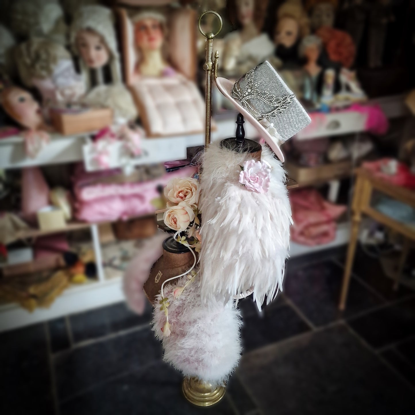 Antique Brass Shop Display Clothing, Hat  Dress Boy