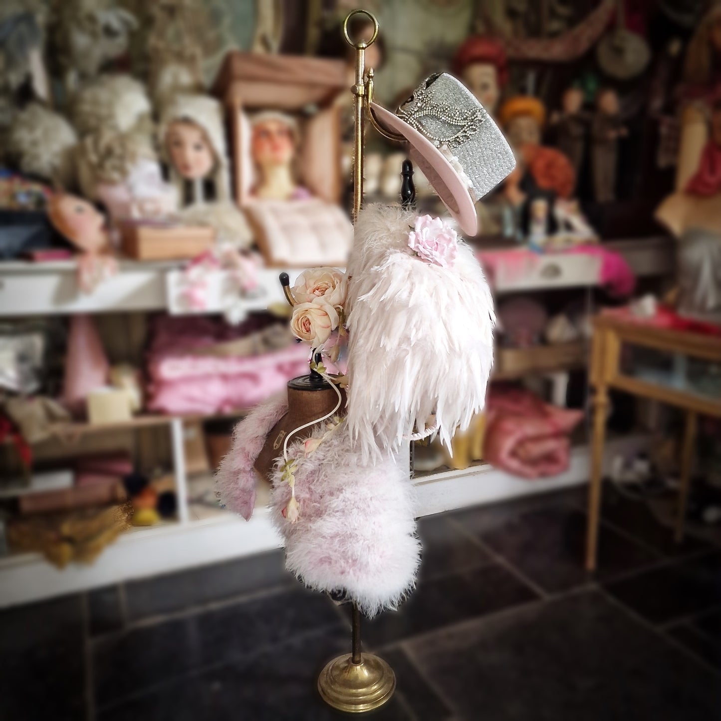 Antique Brass Shop Display Clothing, Hat  Dress Boy