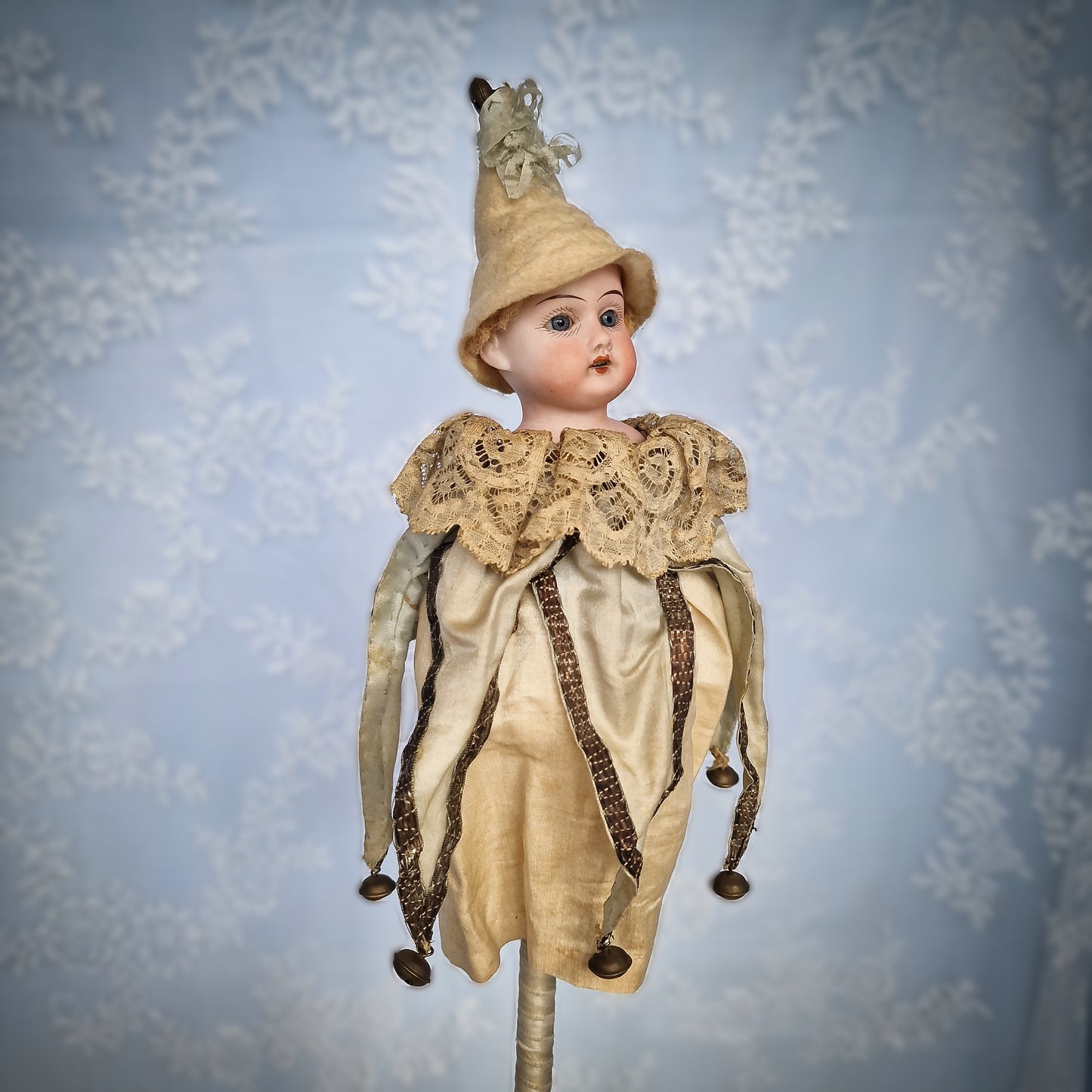 Antique Marotte Dressed in Jester Style (circa 1900, Germany)
