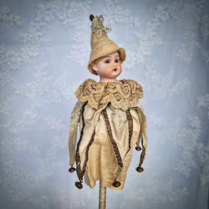 Antique Marotte Dressed in Jester Style (circa 1900, Germany)