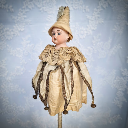 Antique Marotte Dressed in Jester Style (circa 1900, Germany)
