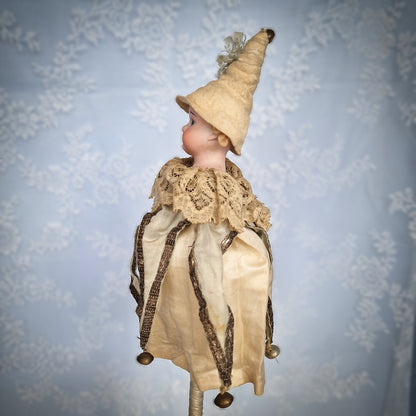 Antique Marotte Dressed in Jester Style (circa 1900, Germany)