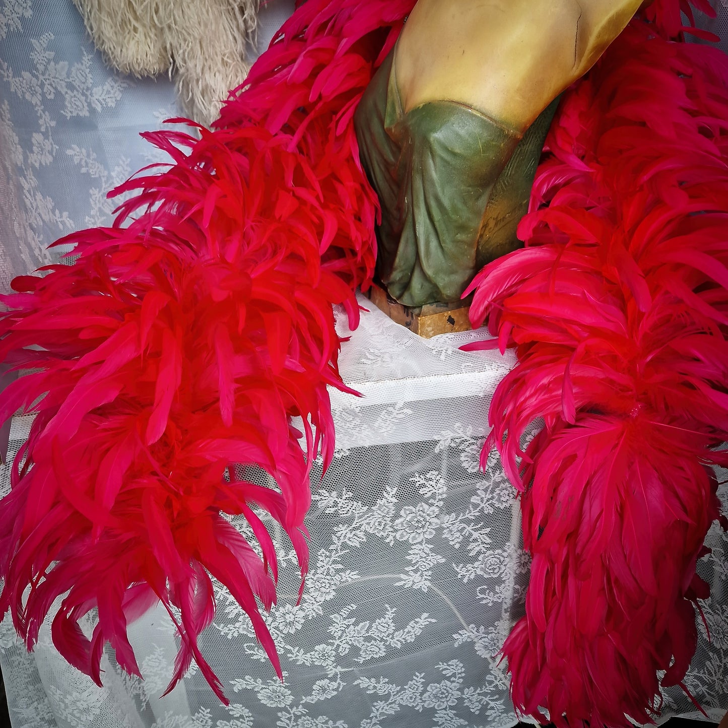 Vintage French Folies Bergère Headdress with Feathers and Rhinestones