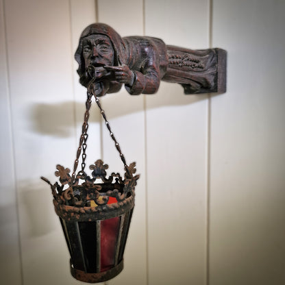 Rare Late 18th Century French Hand-Carved Gargoyle Wall Lamp Sconce