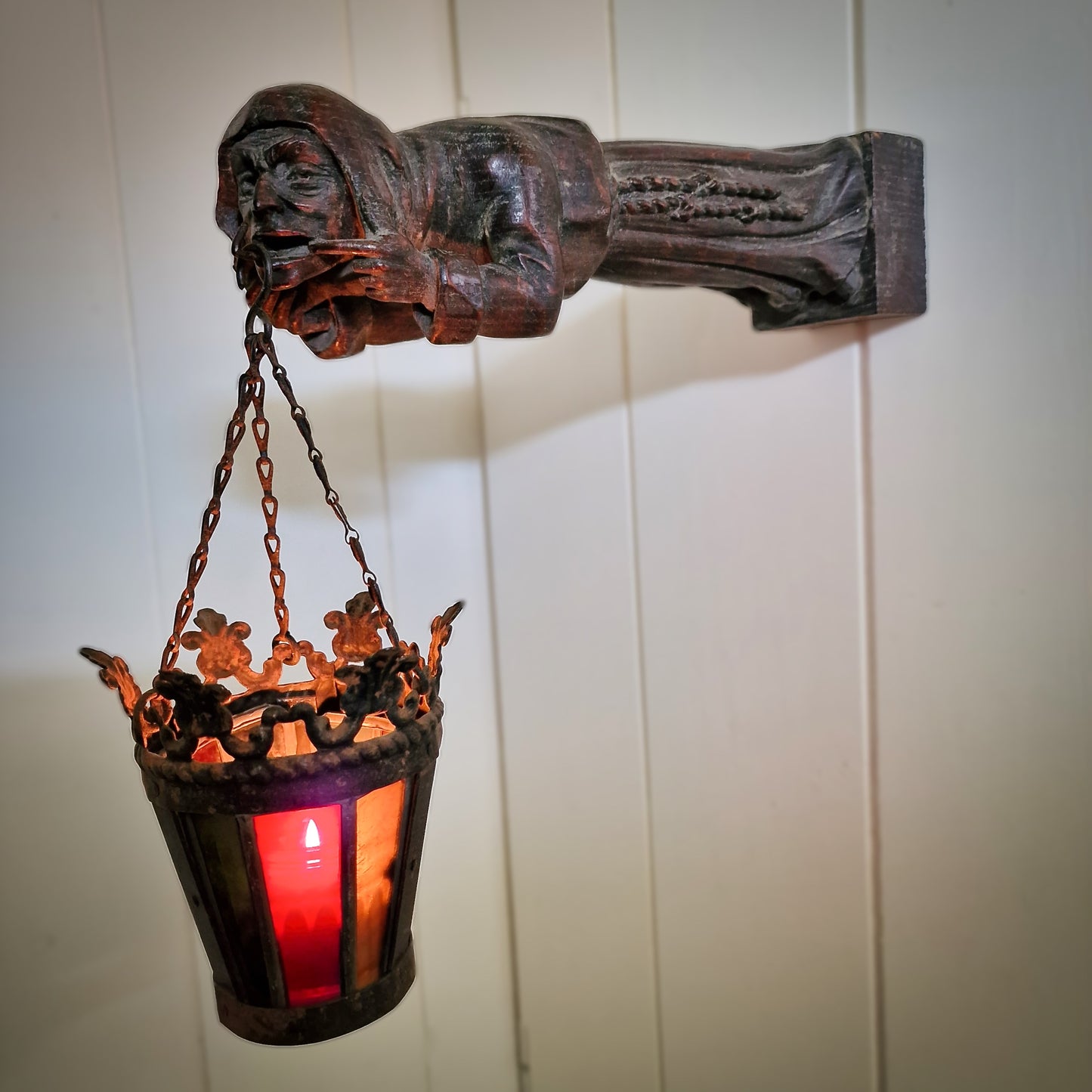 Rare Late 18th Century French Hand-Carved Gargoyle Wall Lamp Sconce