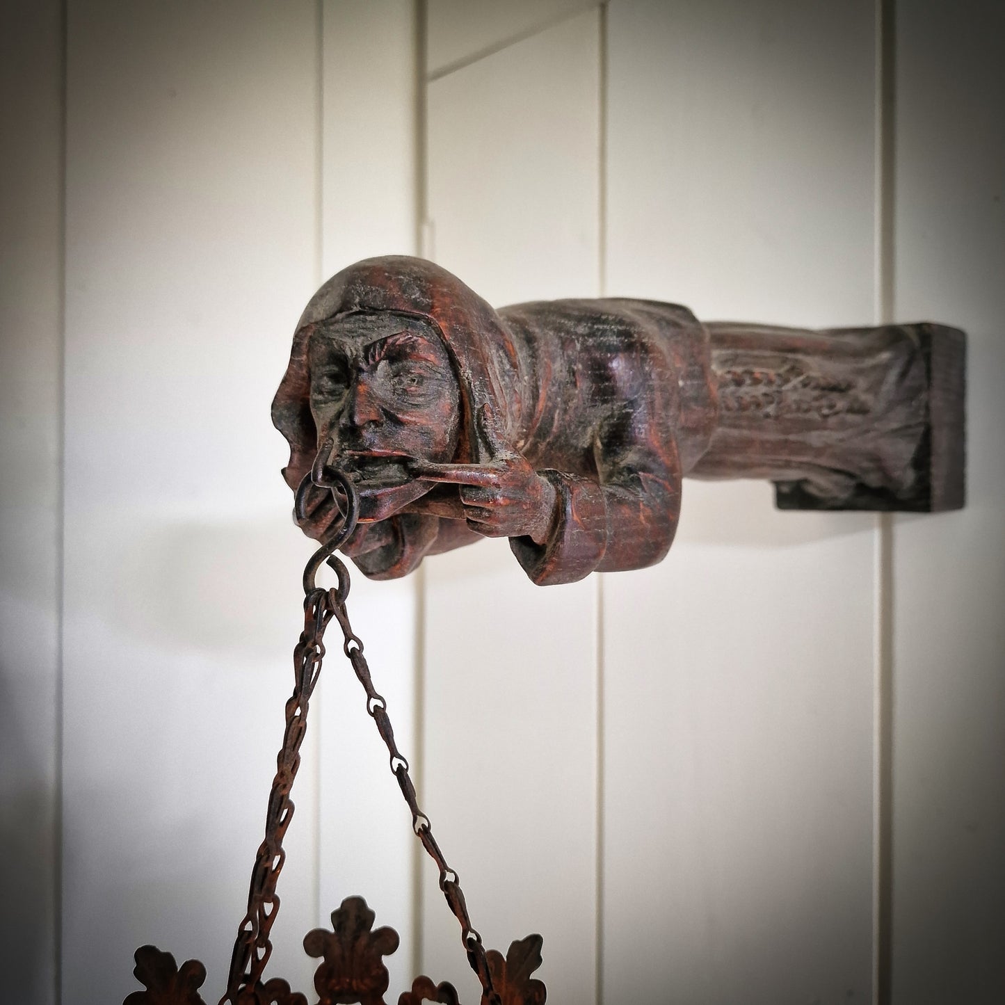 Rare Late 18th Century French Hand-Carved Gargoyle Wall Lamp Sconce