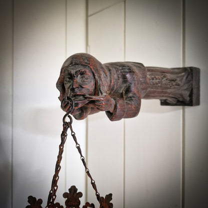 Rare Late 18th Century French Hand-Carved Gargoyle Wall Lamp Sconce